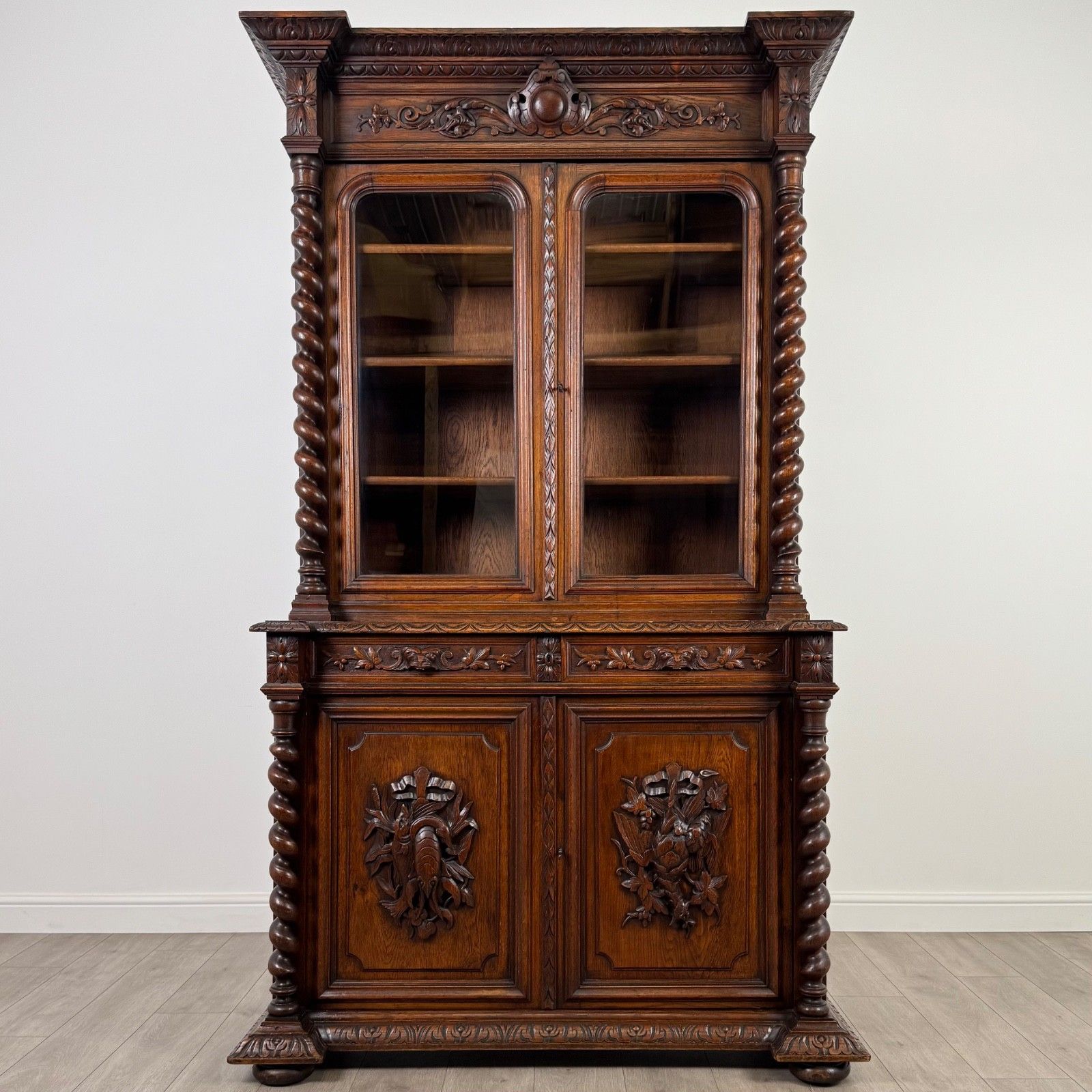 Antique 19th Century Renaissance Revival Bookcase In Oak photo furniture