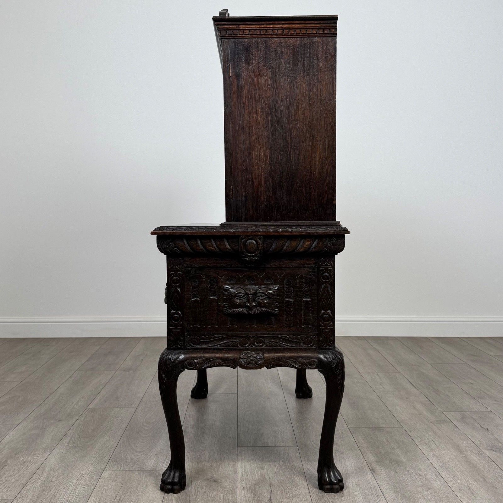 Antique 19th Century Heavily Carved Oak Cabinet photo Furniture