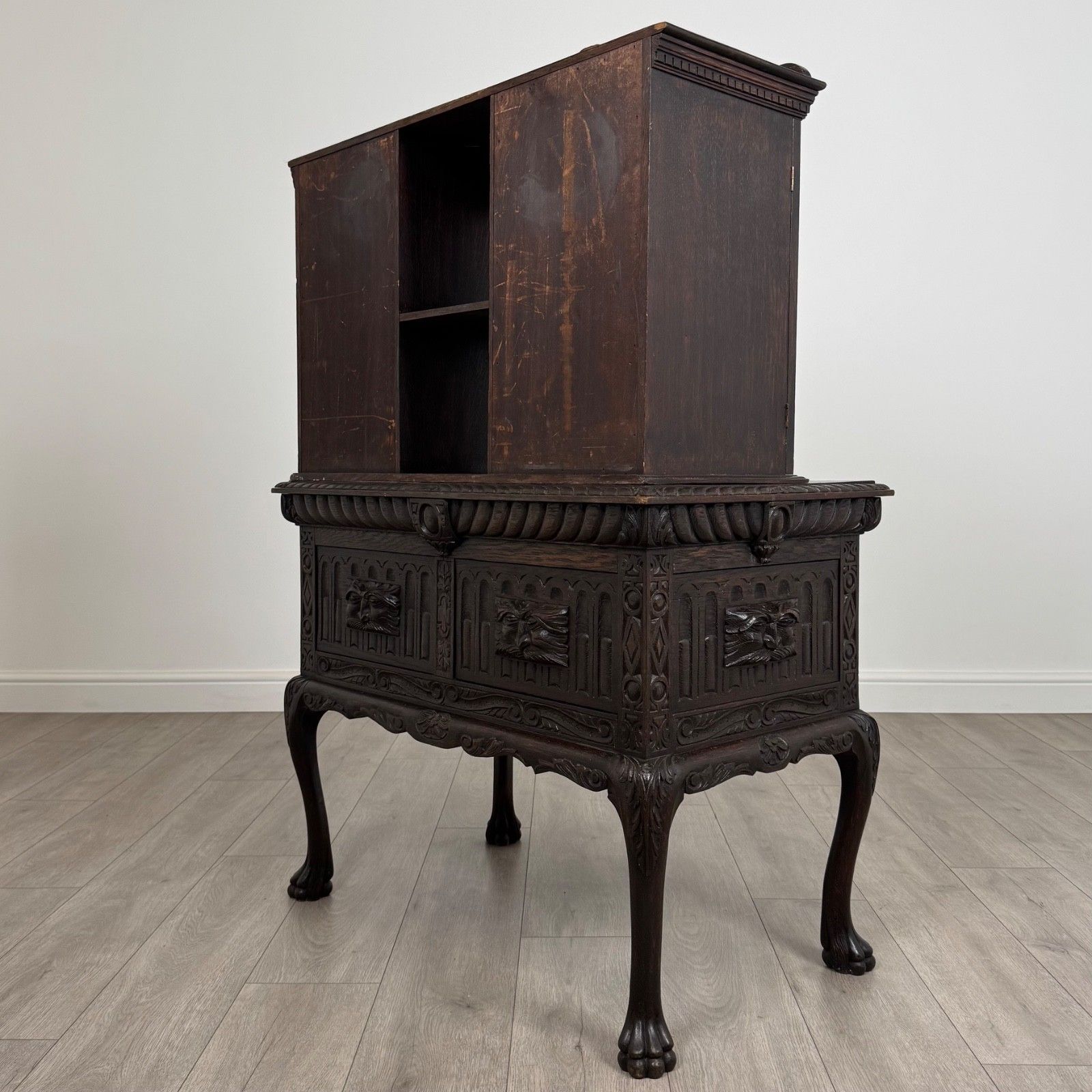 Antique 19th Century Heavily Carved Oak Cabinet photo buy
