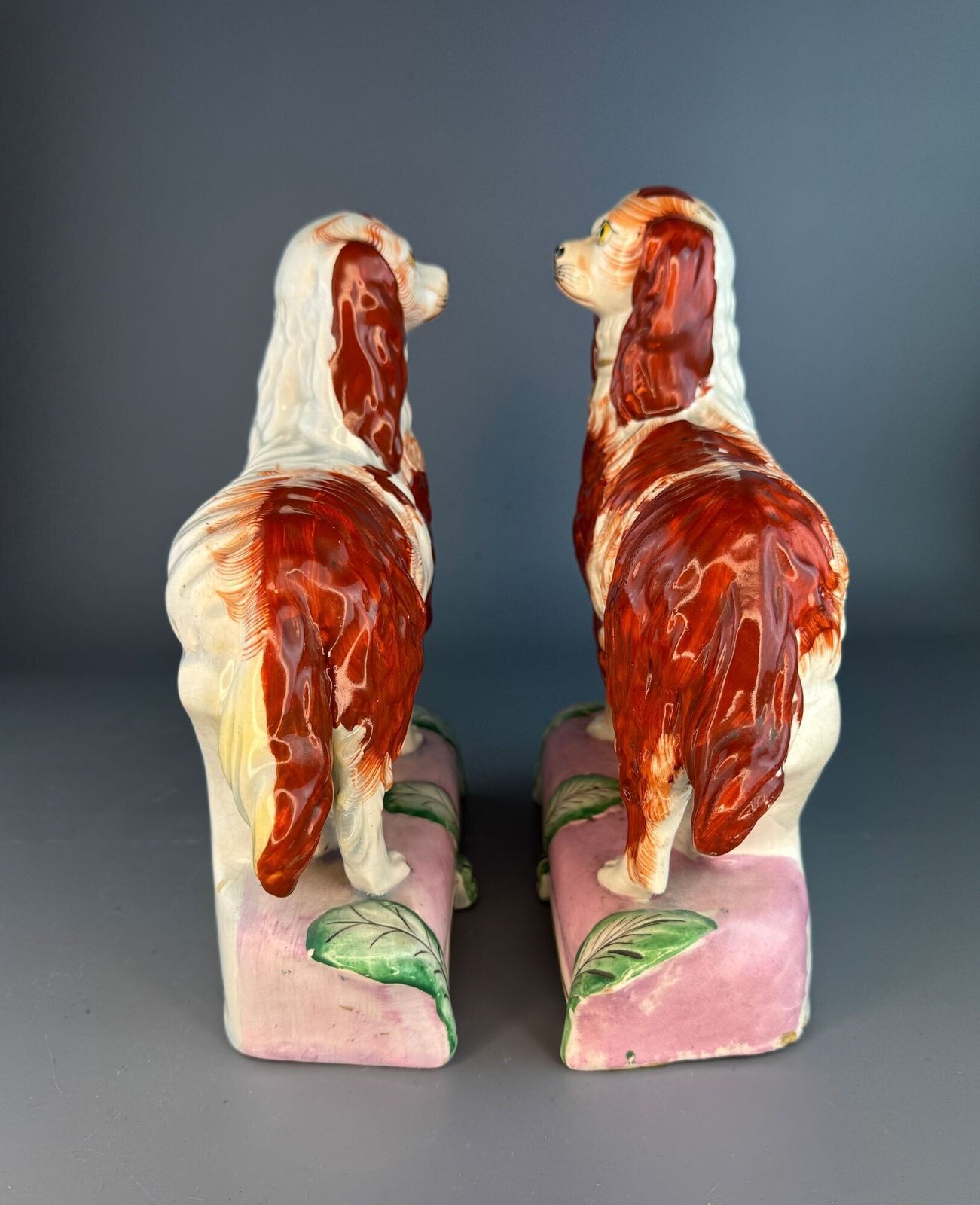 Majesty & Grace, A Good Pair Of Staffordshire Spaniels Circa 1845 photo for sale