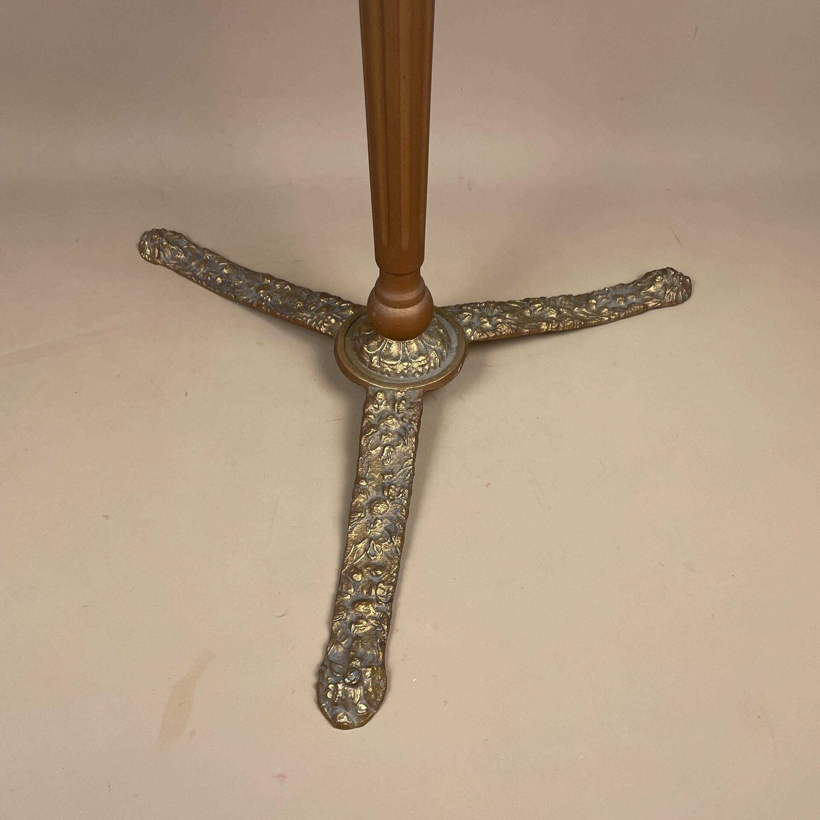 Vintage Round End Table Assorted Feathers Under Glass Top Brass Legs Circle Coffee Plant Stand Unusual Unique Interesting Bird Feathers photo for sale