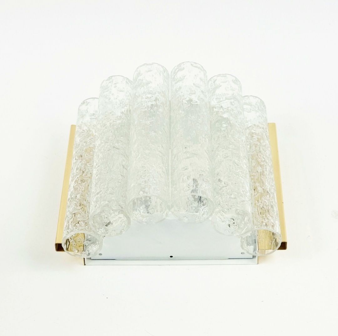 Pair Of Mid Century Modern Murano Ice Glass Wall Lights From Doria, Germany, 1960s photo for sale