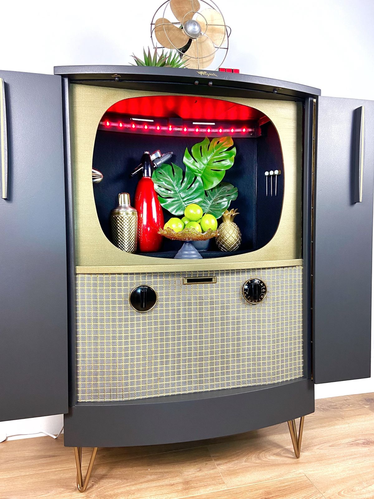 Cocktail Cabinet, Bespoke Unique Conversion From A 1950’s Majestic Vintage Tv photo furniture