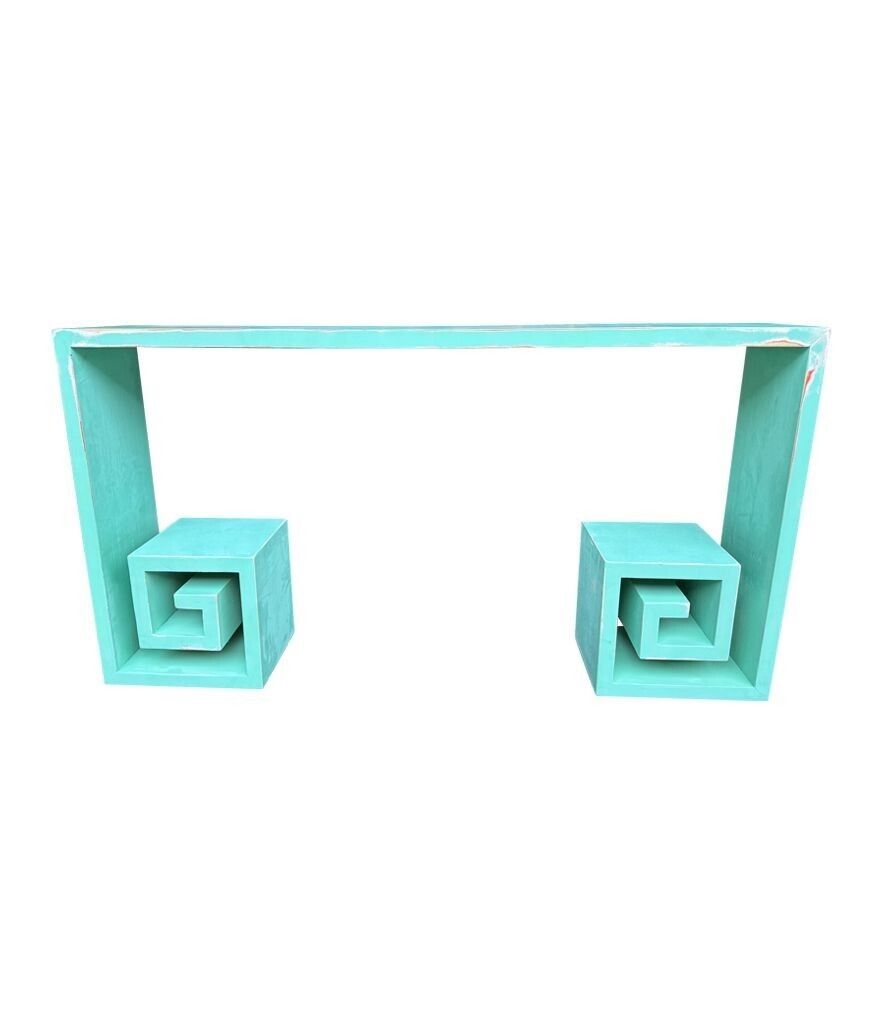 photo vintage A 1970s Table With Greek Key Design, In Distressed Beach Finish