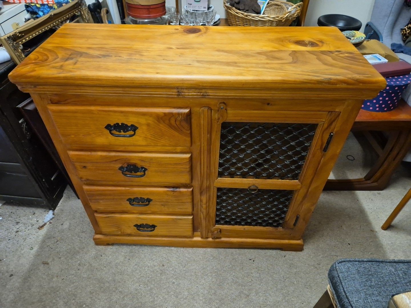 Gorgeous Solid Wood & Cast Iron Cupboard/Sideboard With 4 Drawers photo furniture