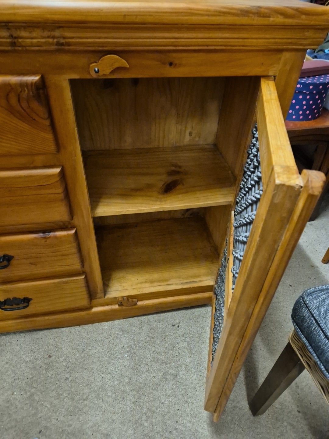 Gorgeous Solid Wood & Cast Iron Cupboard/Sideboard With 4 Drawers photo vinterior