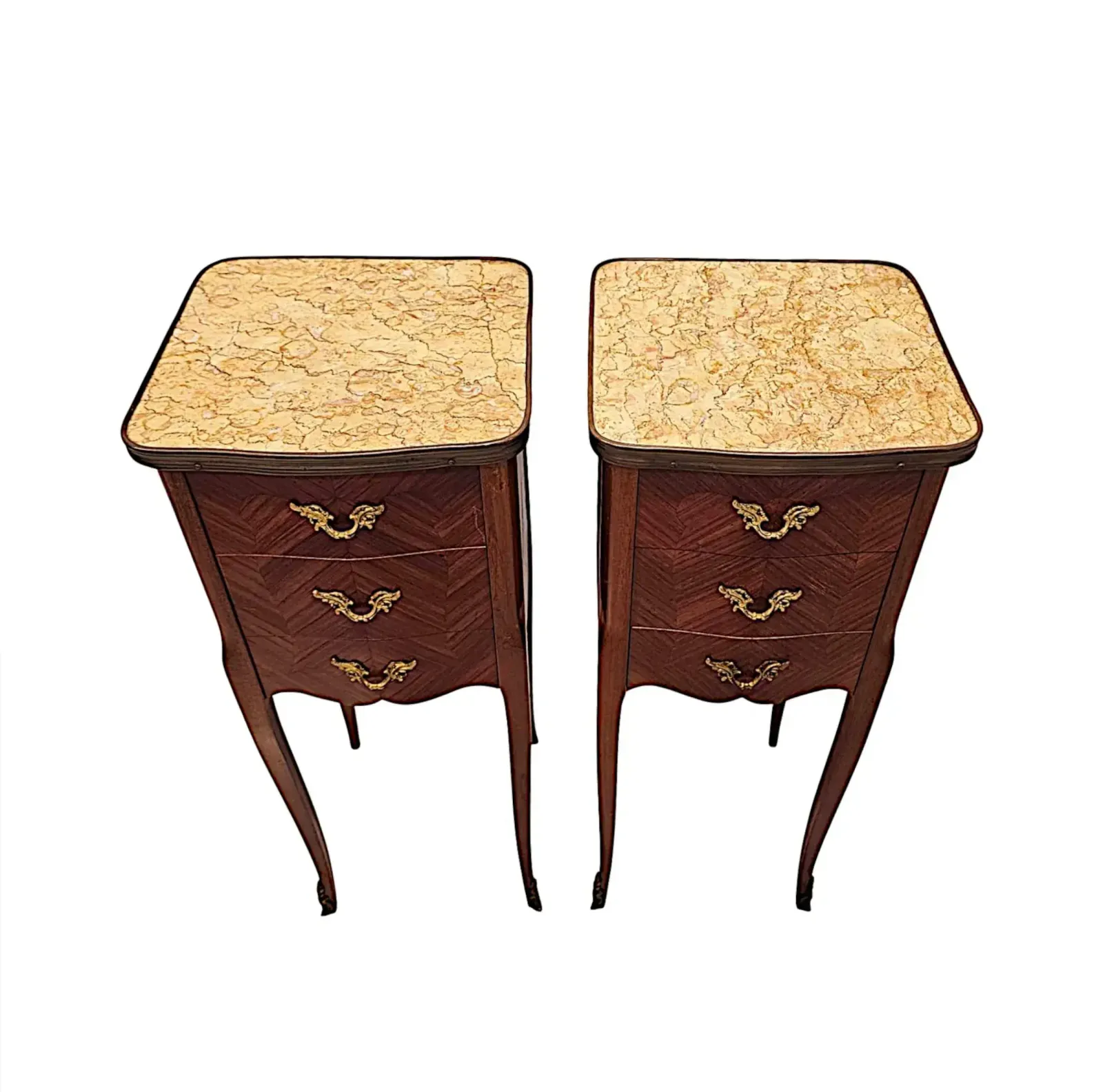 A Very Fine Pair Of 20th Century Marble Top Bedside Chests Or Tables photo for sale