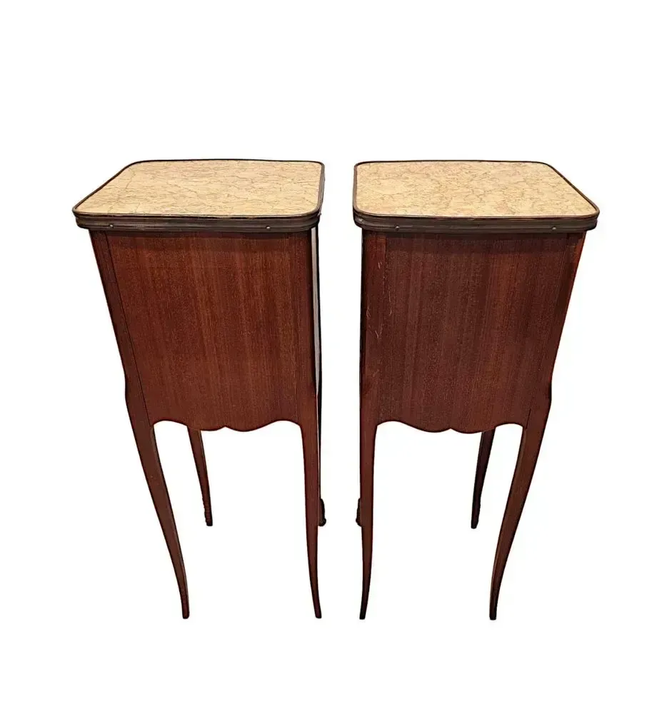 A Very Fine Pair Of 20th Century Marble Top Bedside Chests Or Tables photo buy