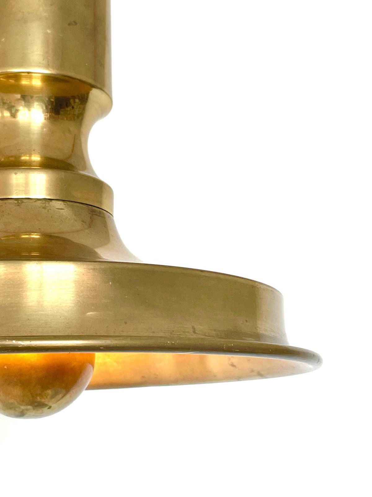 Danish Mid Century Modern Vintage Patinated Brass Ceiling Lamp In Architectural Elegant Design From The 1960s photo Lighting