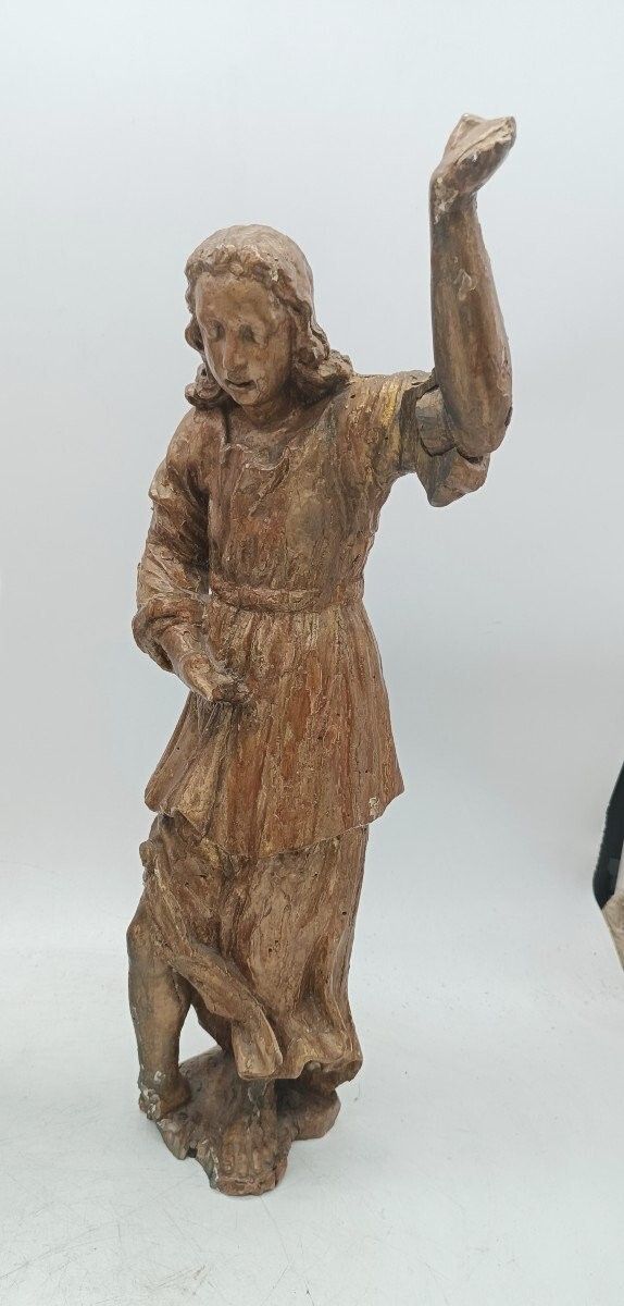 Antique Pair Golden Wood Sculptures Angels photo Art