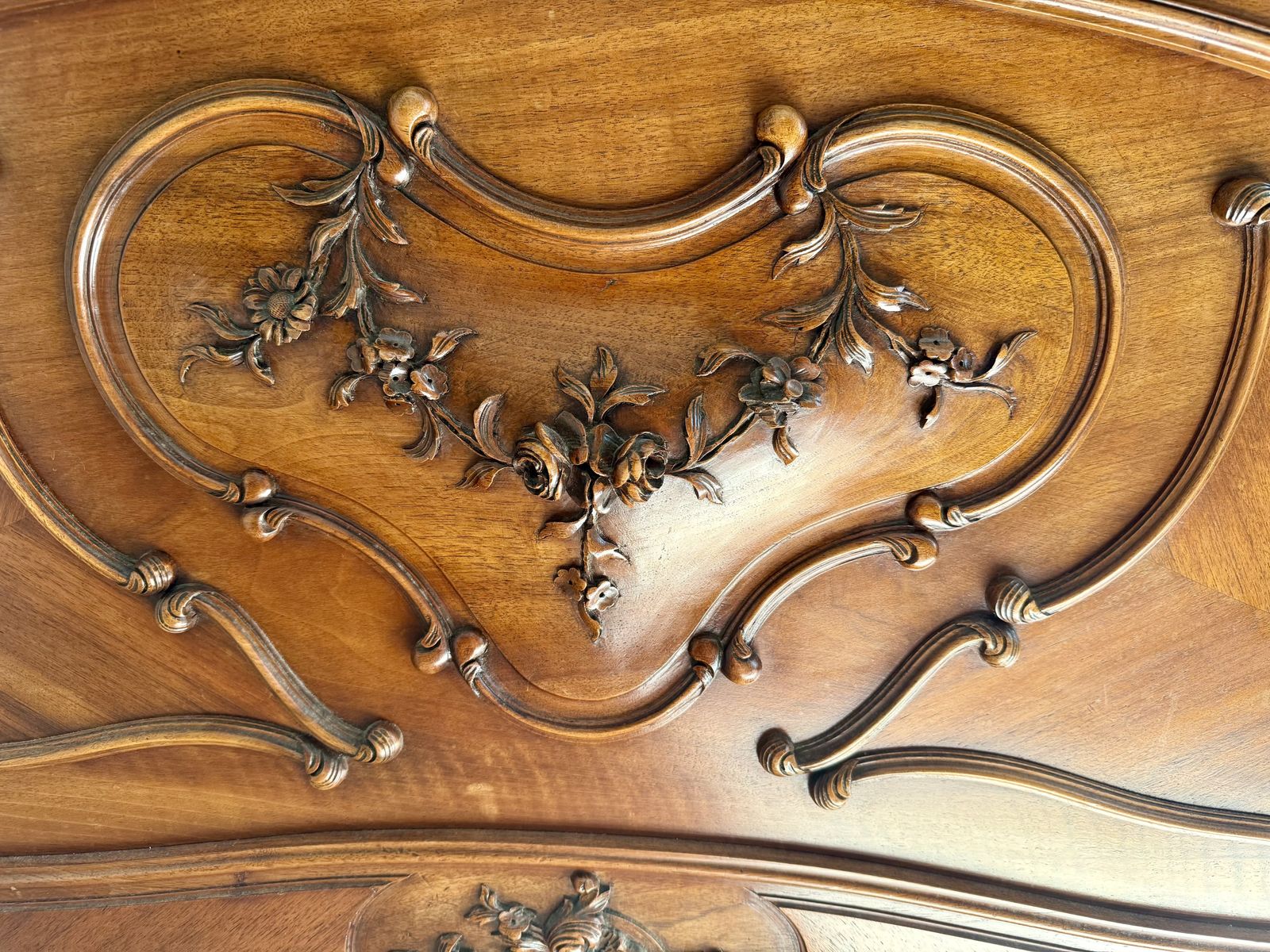 Furniture Louis XV Style Bed And Bedside Tables Walnut C1895 photo