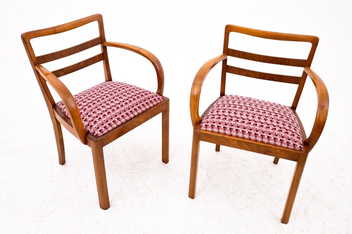 Pair Of Art Deco Armchairs, Poland, Mid 20th Century. After Renovation. photo furniture