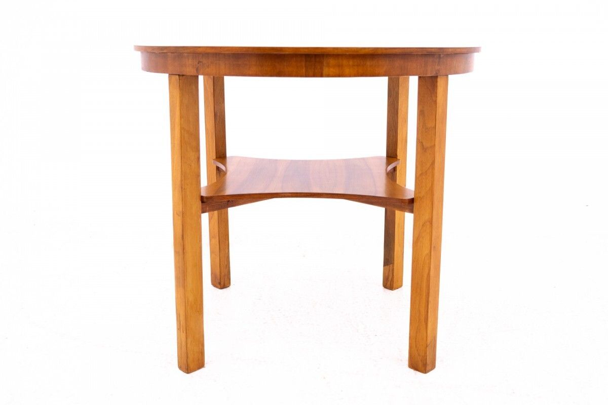 Art Deco Round Table From Around 1950, Poland. After Renovation. photo for sale