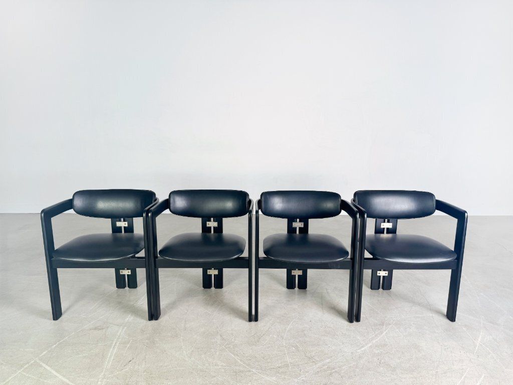 Original Set Of 4 Pamplona Chairs Pozzi Augusto Savini Leather photo furniture