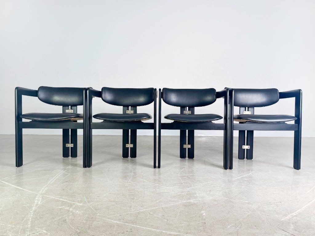 Original Set Of 4 Pamplona Chairs Pozzi Augusto Savini Leather photo for sale