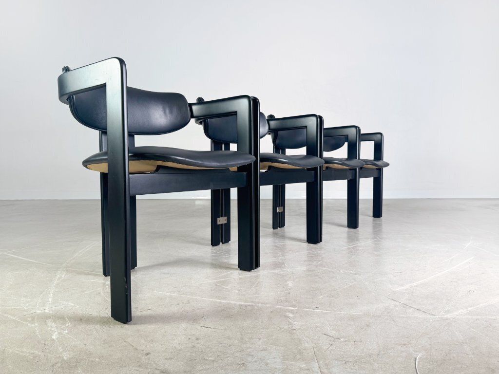 Original Set Of 4 Pamplona Chairs Pozzi Augusto Savini Leather photo Furniture