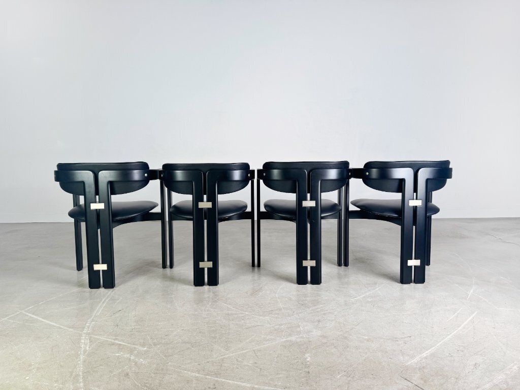 Original Set Of 4 Pamplona Chairs Pozzi Augusto Savini Leather photo vinterior