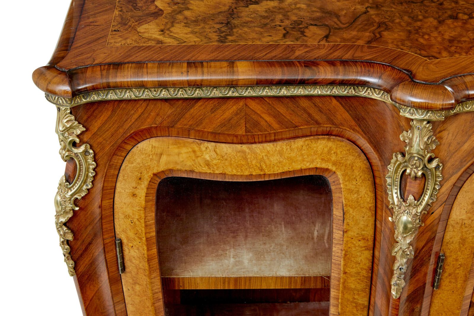 High Victorian Inlaid Burr Walnut Credenza With Mirror photo furniture