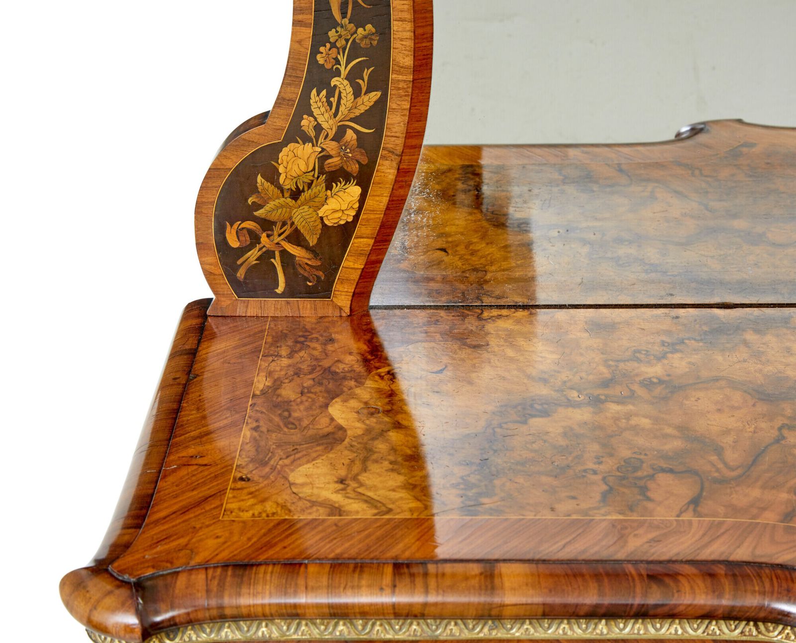 High Victorian Inlaid Burr Walnut Credenza With Mirror photo for sale