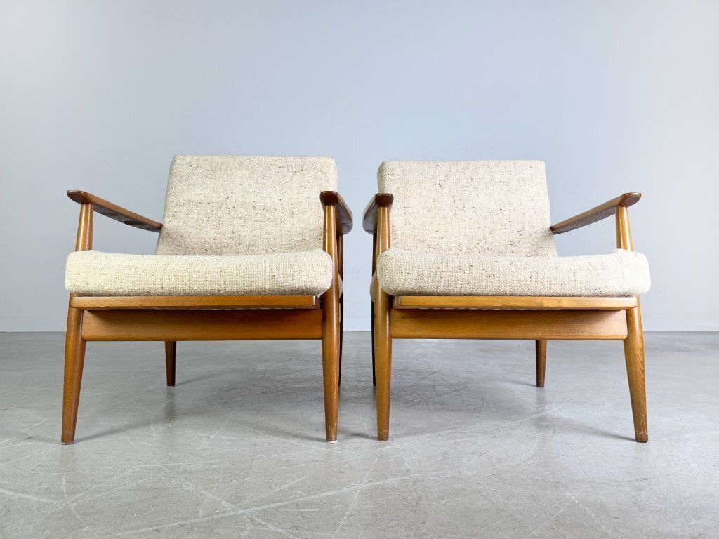2x Midcentury Easy Chair Light Vintage 1960s Lounge Chair photo for sale