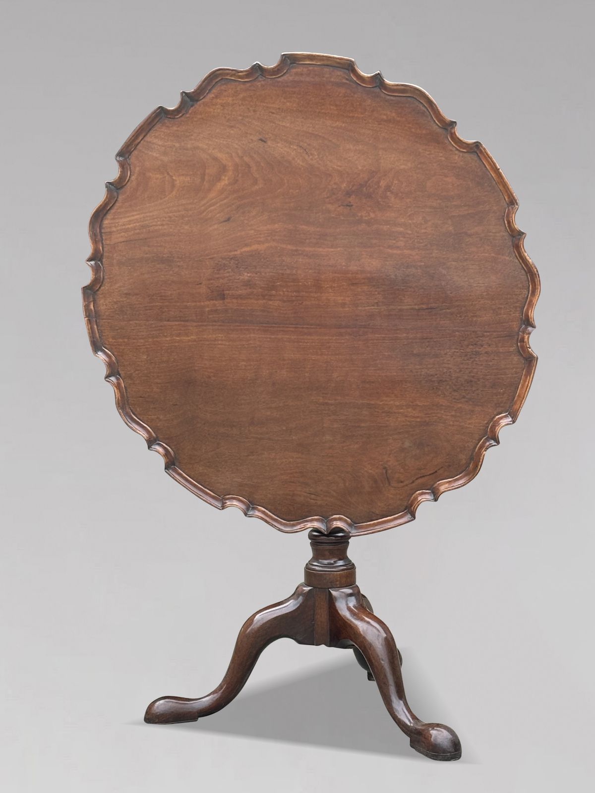 Furniture 18th Century George III Period Mahogany Pie Crust Edge Tripod Table photo