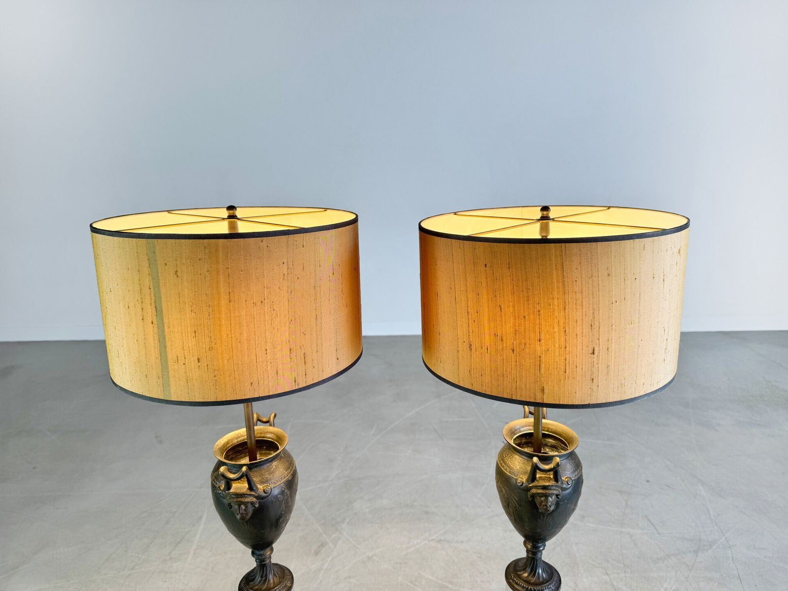 Set Of 2 Floor Lamps Antique Look Glass Floor Lamp Lamp photo vintage