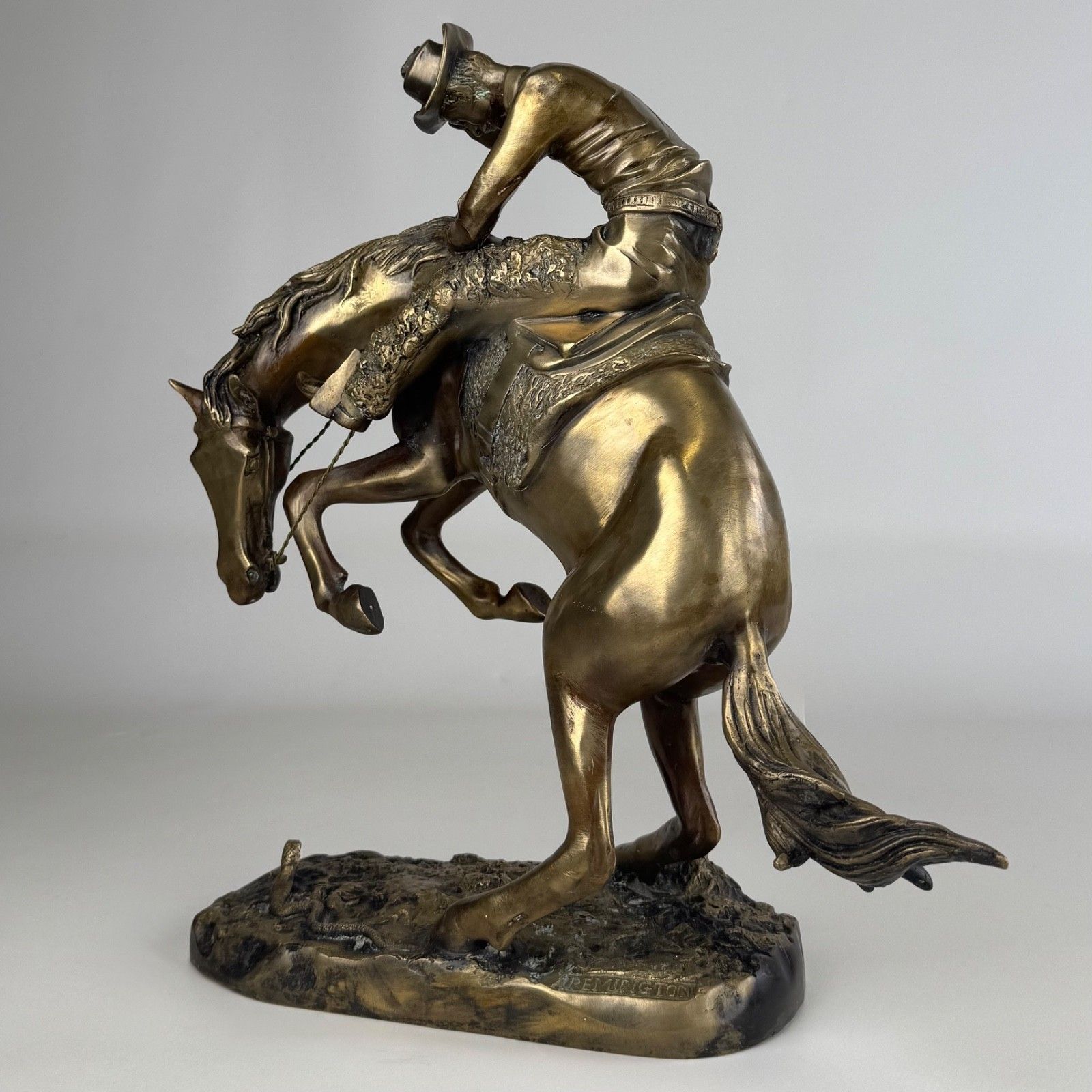 Antique 20th Century Brass Sculpture By Frederic Remington photo for sale