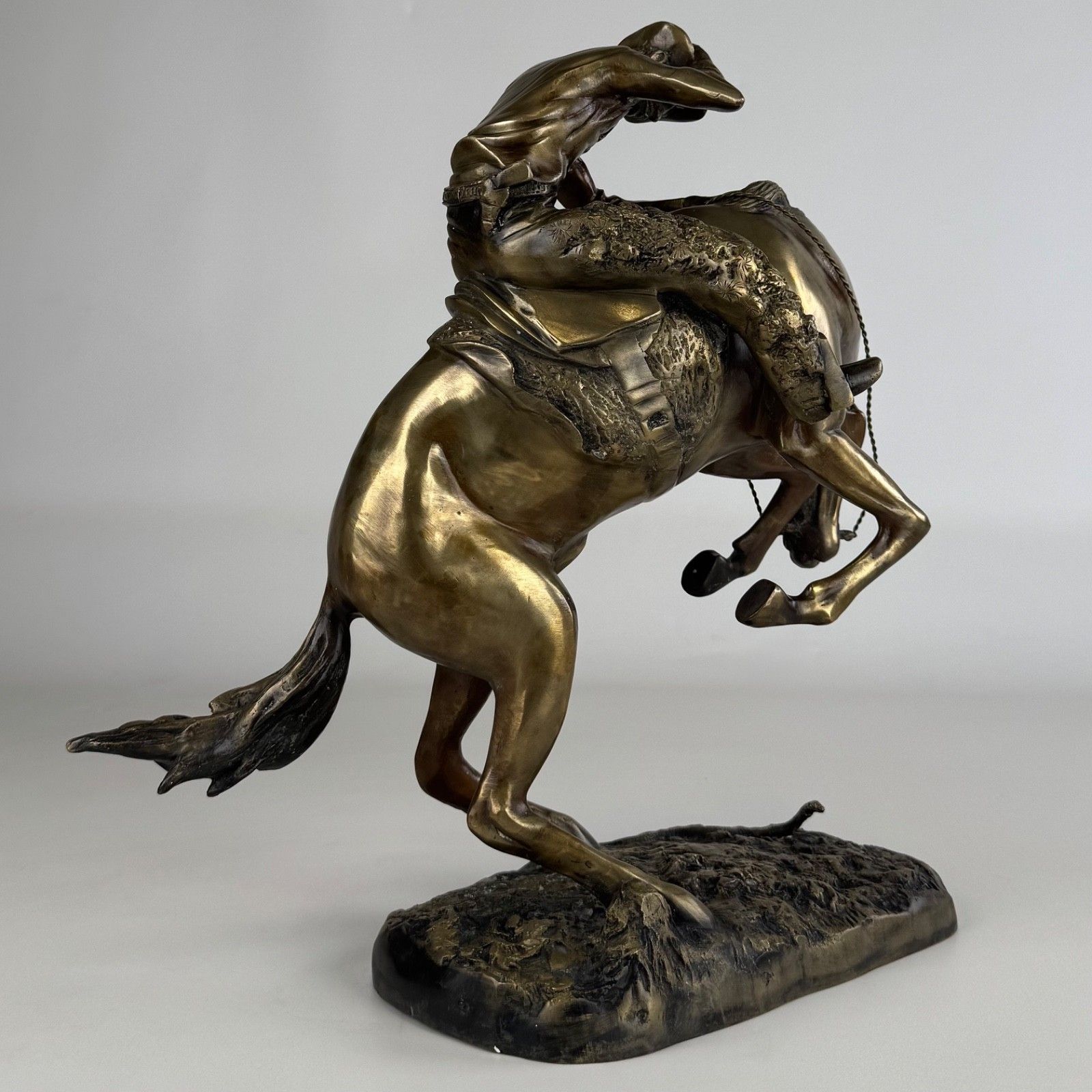 Antique 20th Century Brass Sculpture By Frederic Remington photo 495.0