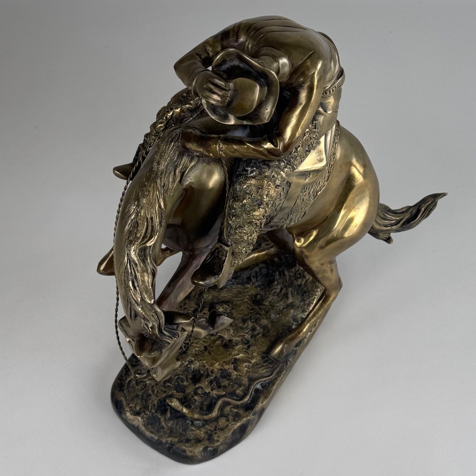 photo for sale Antique 20th Century Brass Sculpture By Frederic Remington