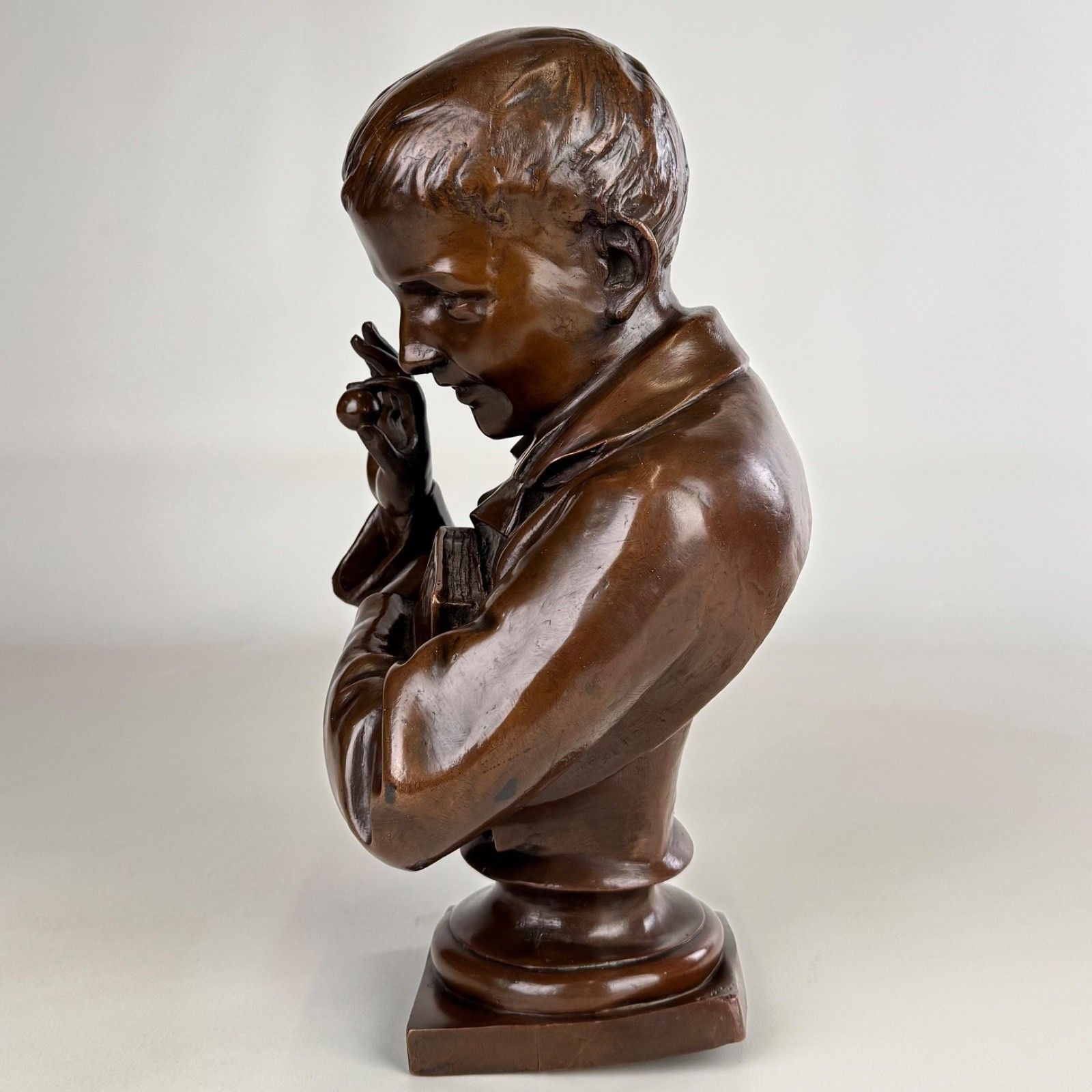 Antique 19th Century Decorative Bronze Bust Of A Student photo for sale