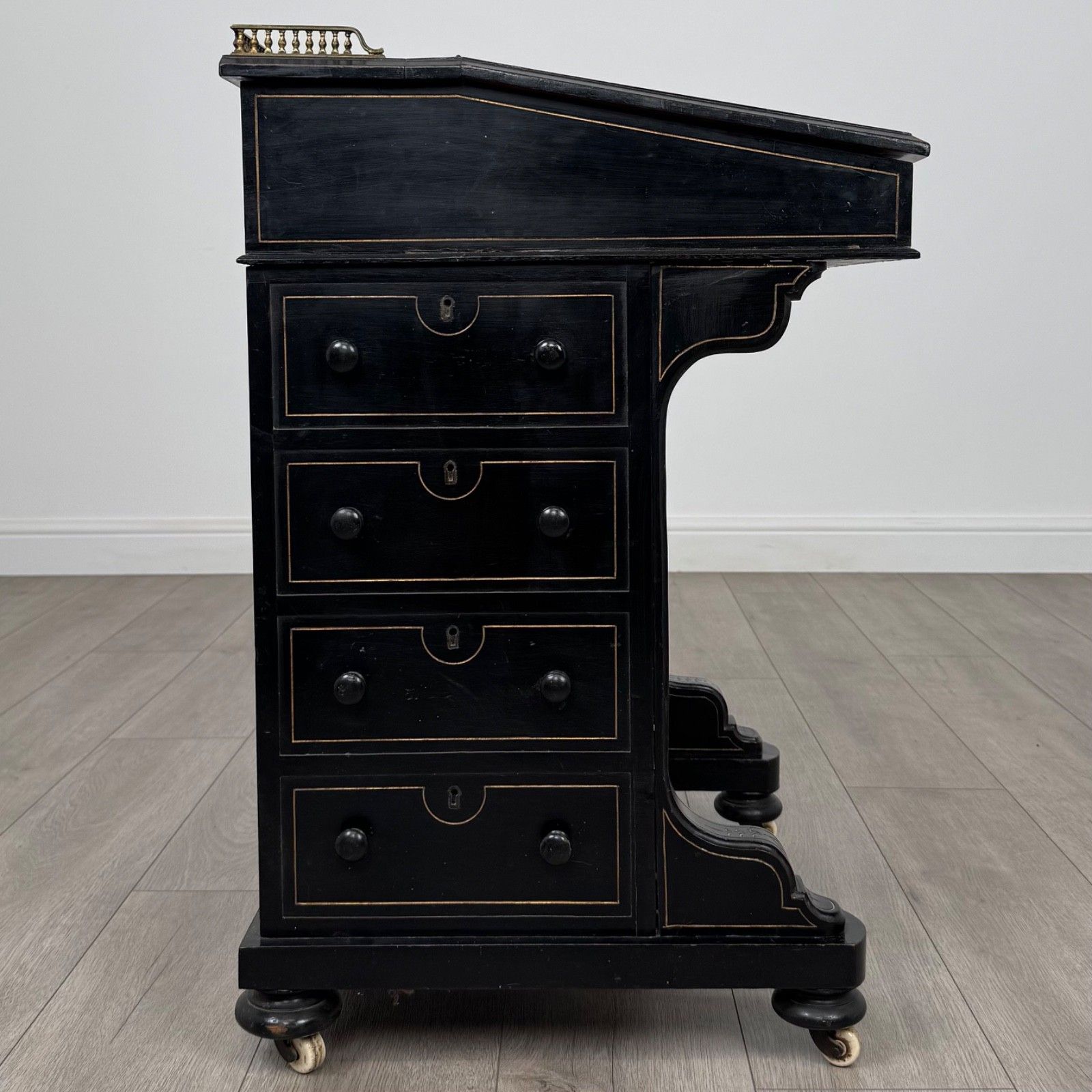 Antique 19th Century Ebonised Davenport Desk photo vintage