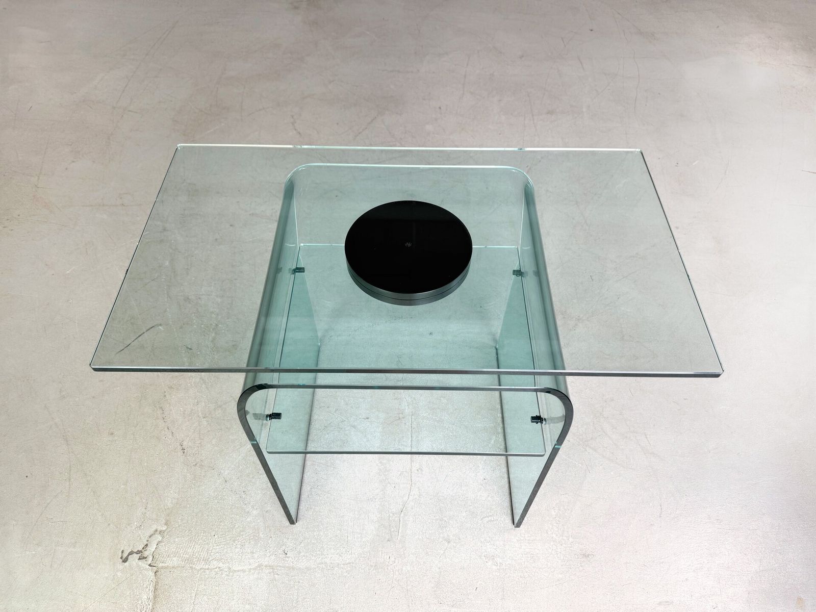 Original Coffee Table Fiam Italia Glass Swivel 1980s photo buy