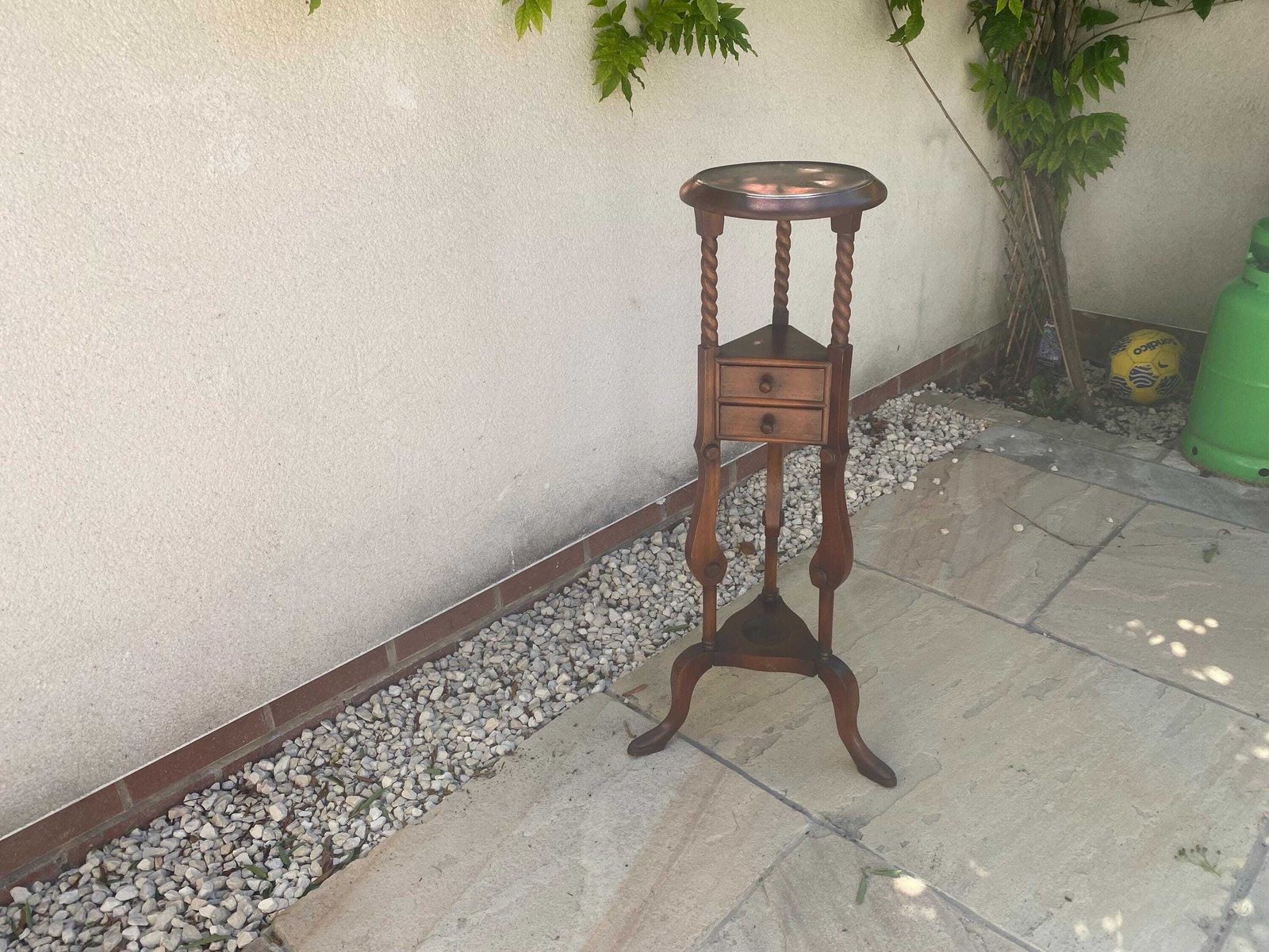 Antique Vintage Oak Plant Stand With Barley Twist Legs / Side Table / Lamp Table Arts And Crafts