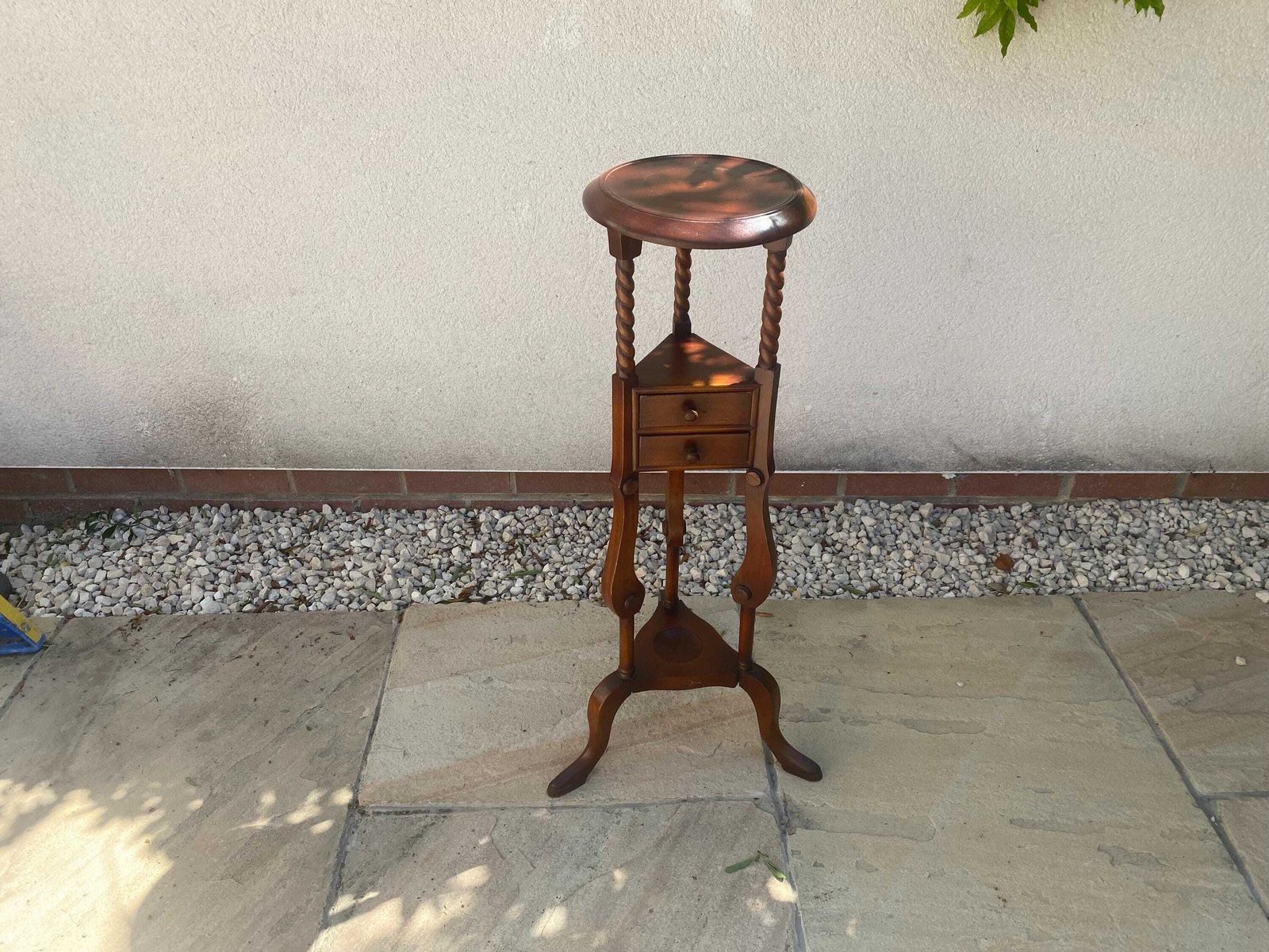 Antique Vintage Oak Plant Stand With Barley Twist Legs / Side Table / Lamp Table Arts And Crafts photo furniture