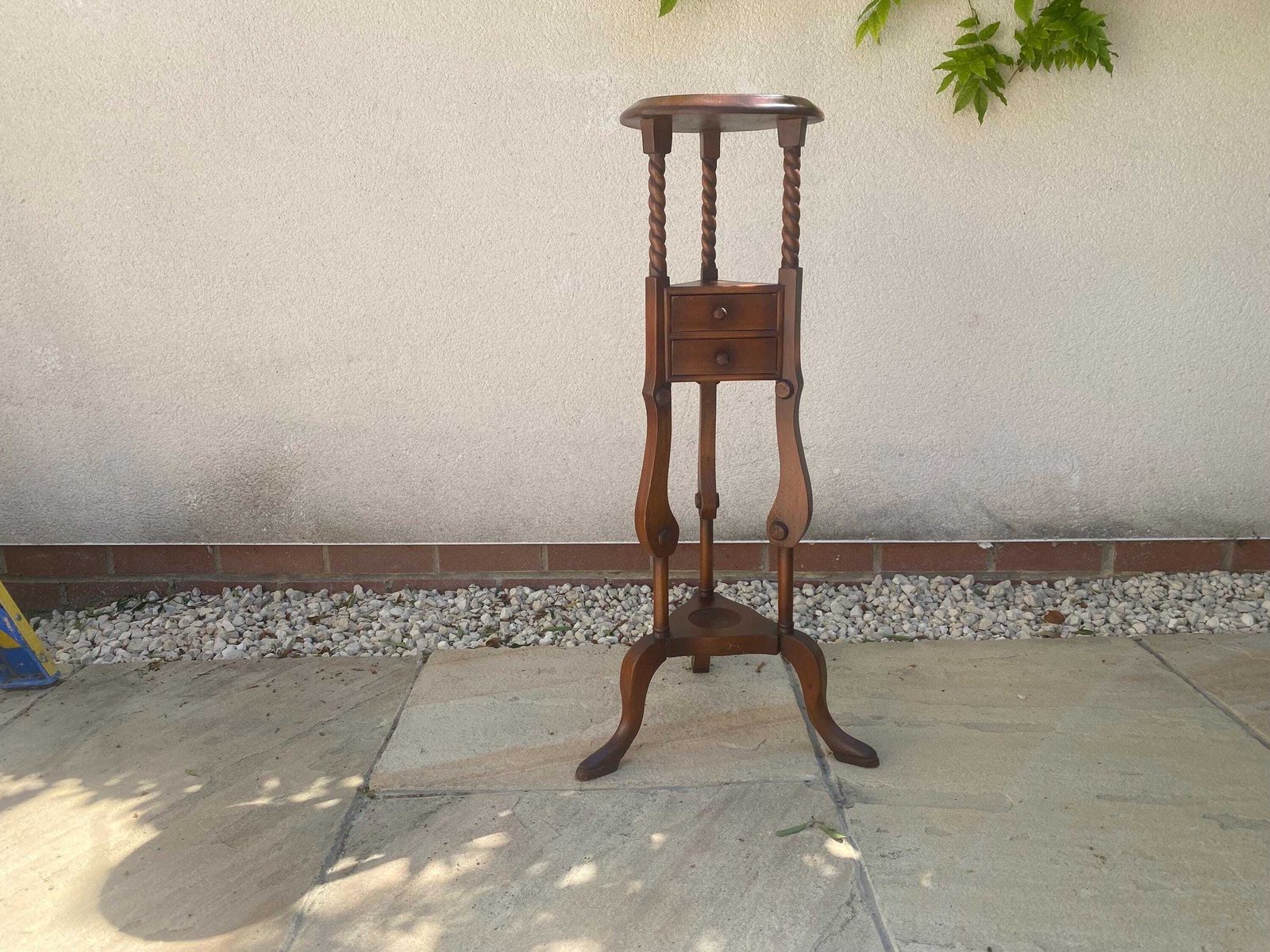 Antique Vintage Oak Plant Stand With Barley Twist Legs / Side Table / Lamp Table Arts And Crafts photo for sale