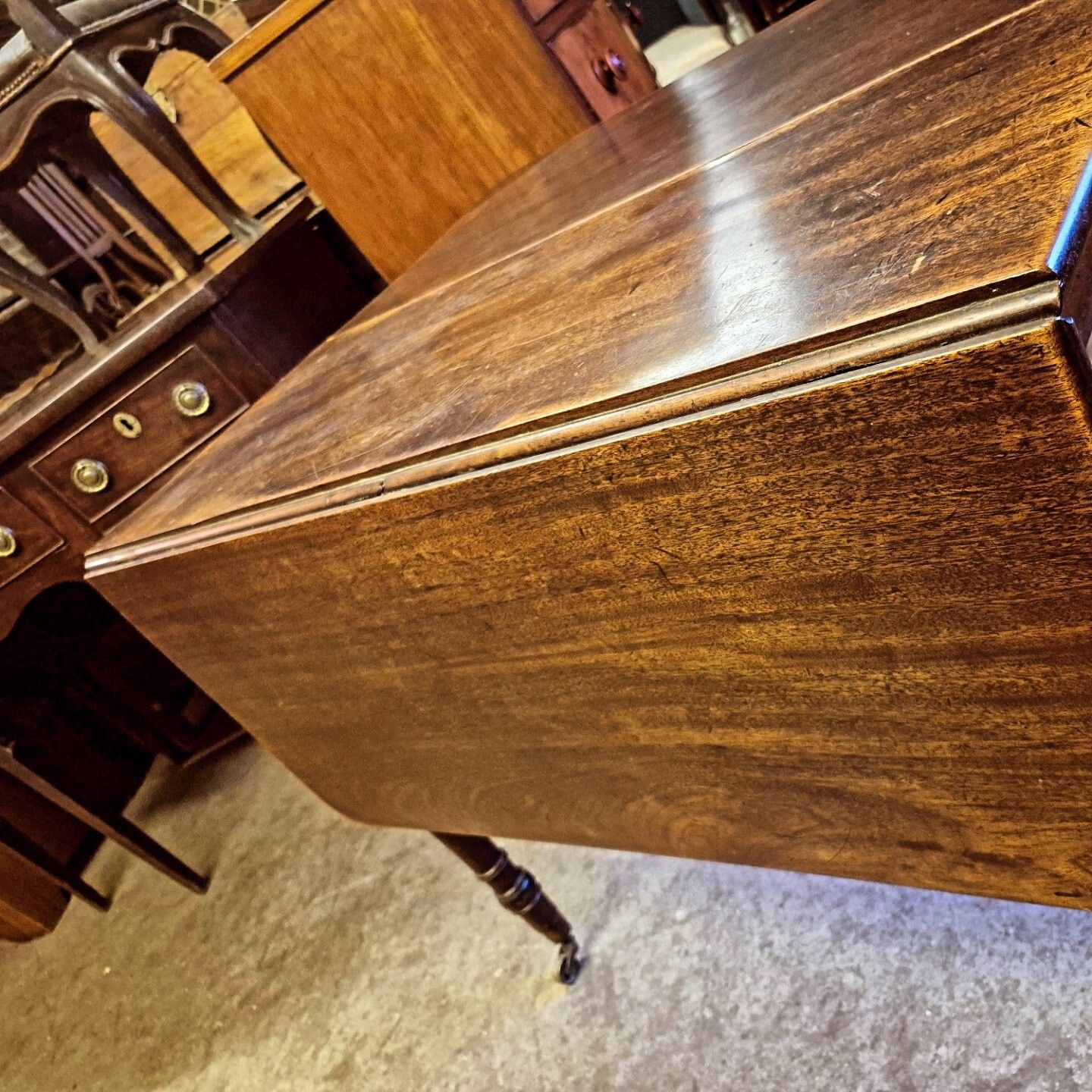 Fab Circa 1820 Regency Pembroke Mahogany Table On Turned Legs And Brass Castors photo vintage