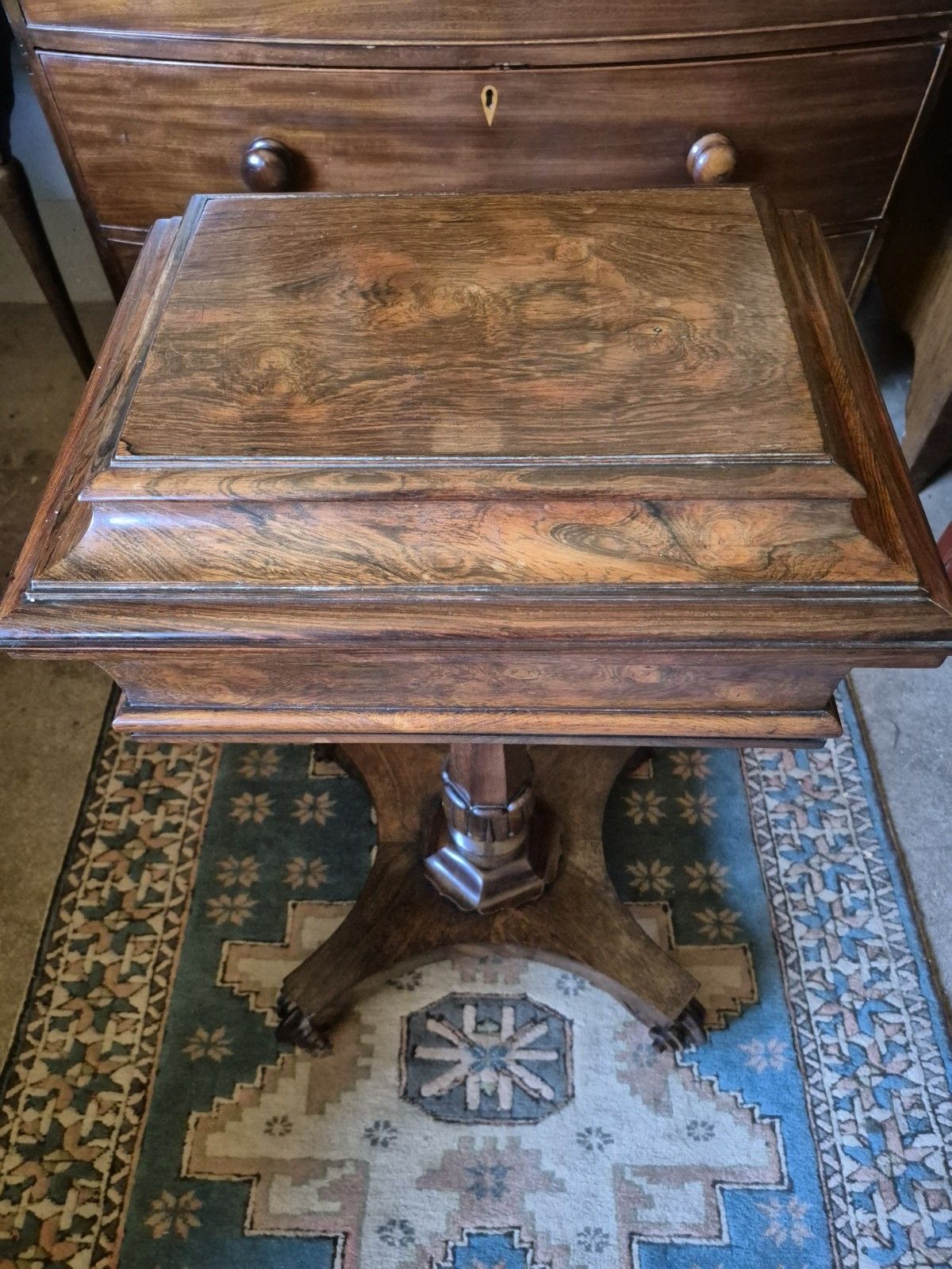 Ravishing Regency 1820 Sarcophagus  Rosewood Pedestal Teapoy Quatreform Platform photo Home Decor