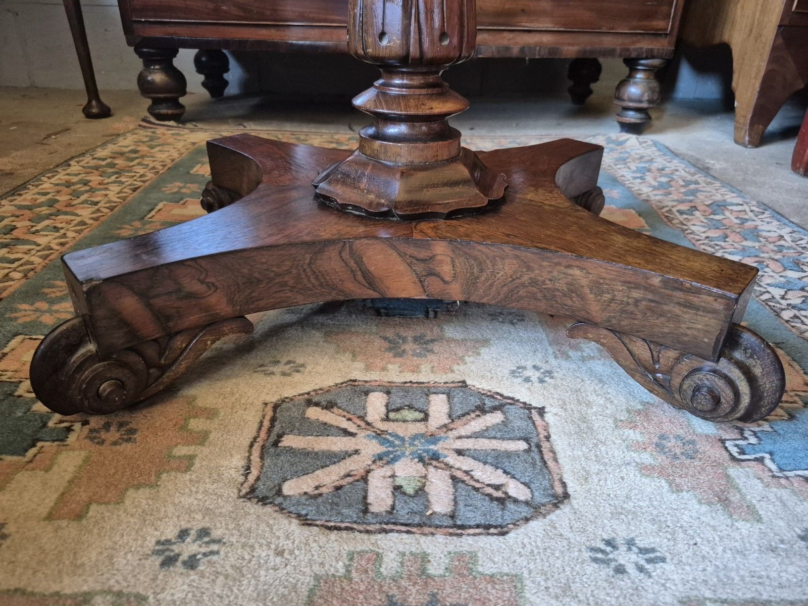 Ravishing Regency 1820 Sarcophagus  Rosewood Pedestal Teapoy Quatreform Platform photo vinterior