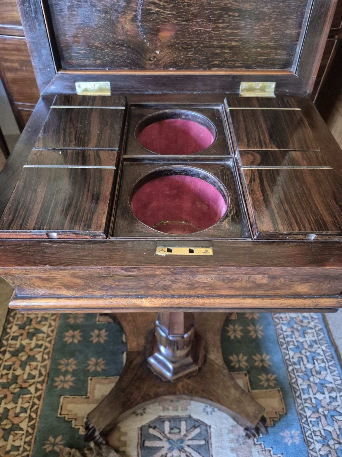 Ravishing Regency 1820 Sarcophagus  Rosewood Pedestal Teapoy Quatreform Platform photo vintage