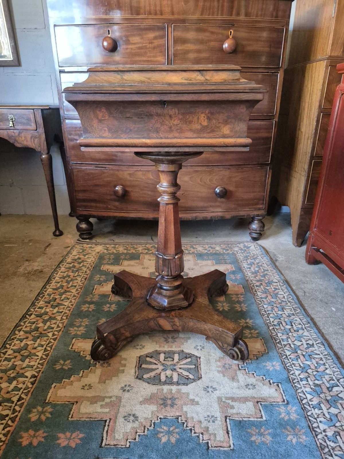 Home Decor Ravishing Regency 1820 Sarcophagus  Rosewood Pedestal Teapoy Quatreform Platform photo