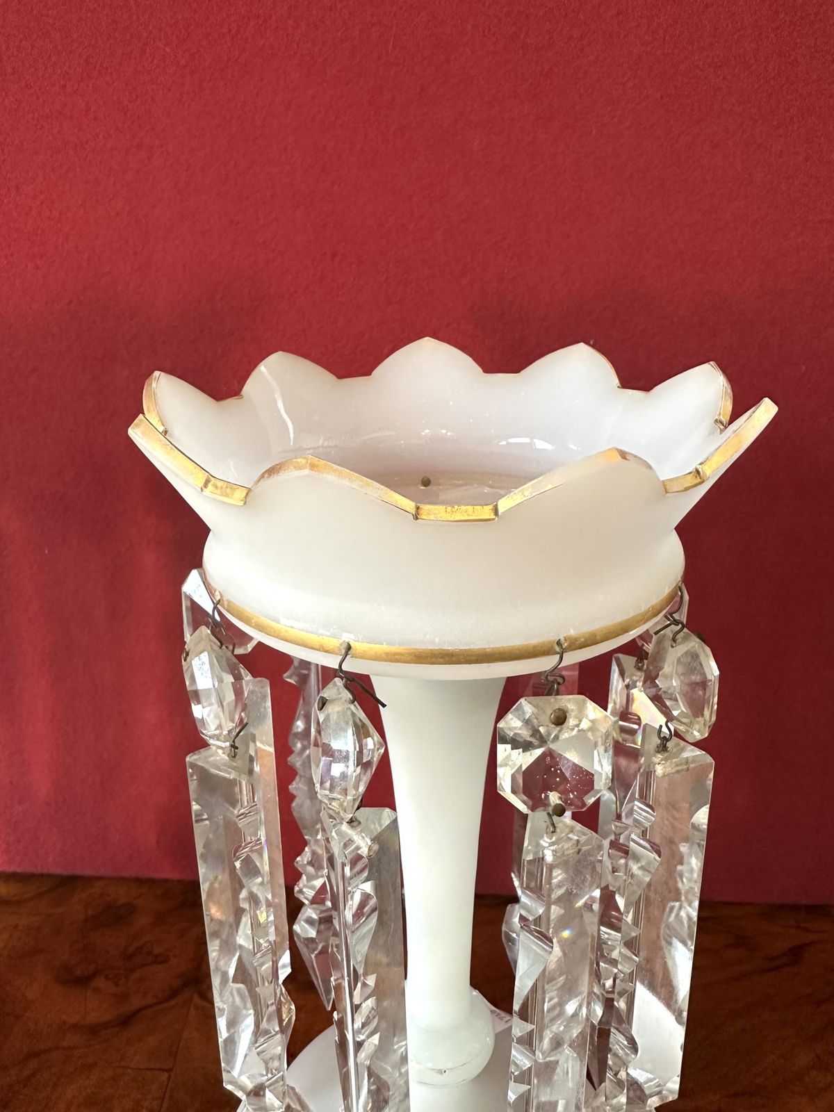 Pair Of Opaline Victorian Lustres photo for sale