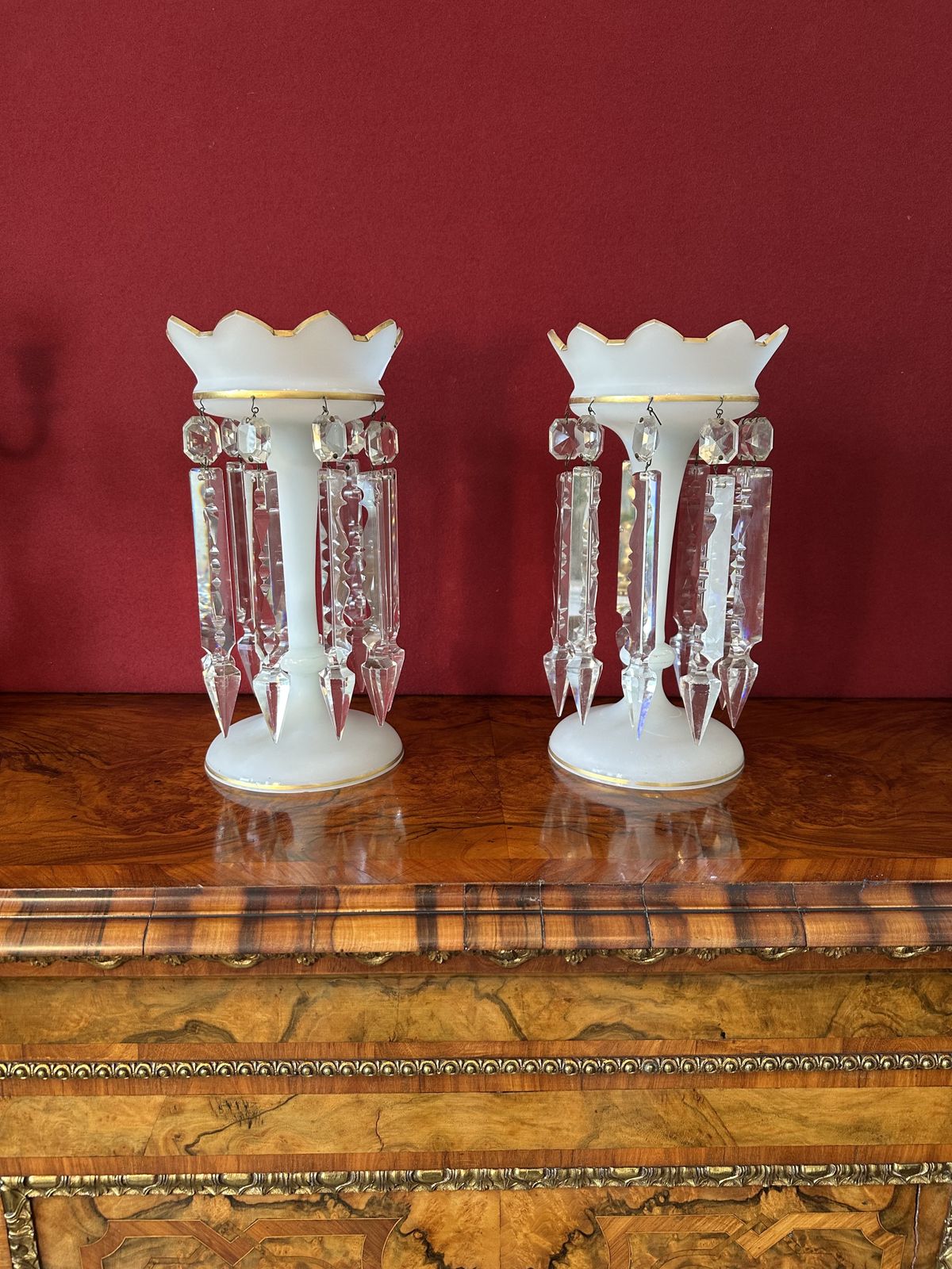 Pair Of Opaline Victorian Lustres photo Home Decor