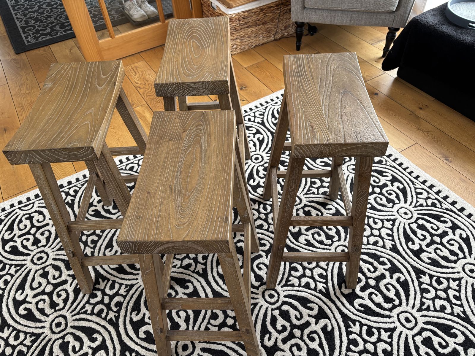 4x Solid Elm Bar Stools photo for sale