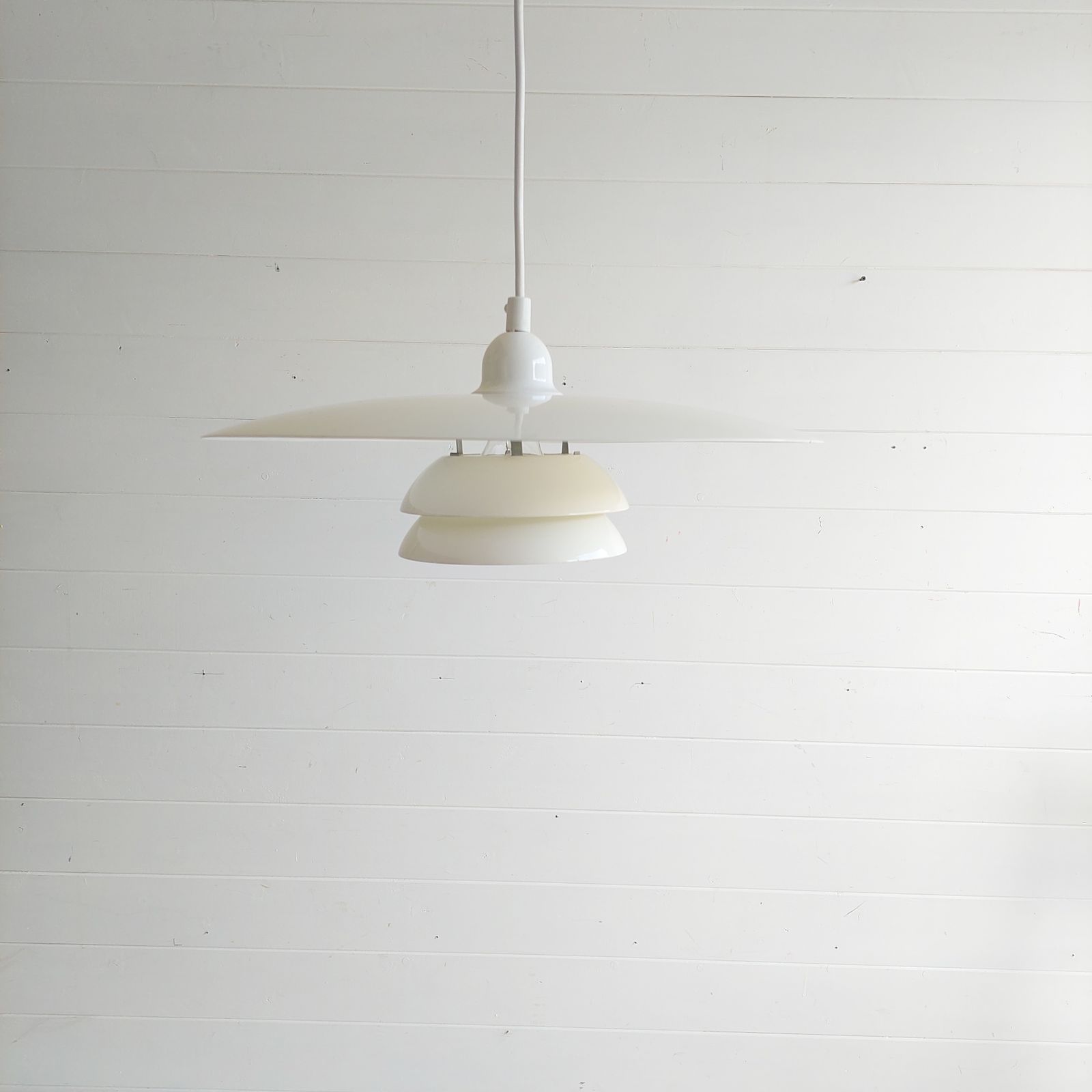 Mid Century  Ikea 'Vinter' Pendant Lamp Vintage Metal Triple Ring Ceiling Light Louis Poulsen Style 90s