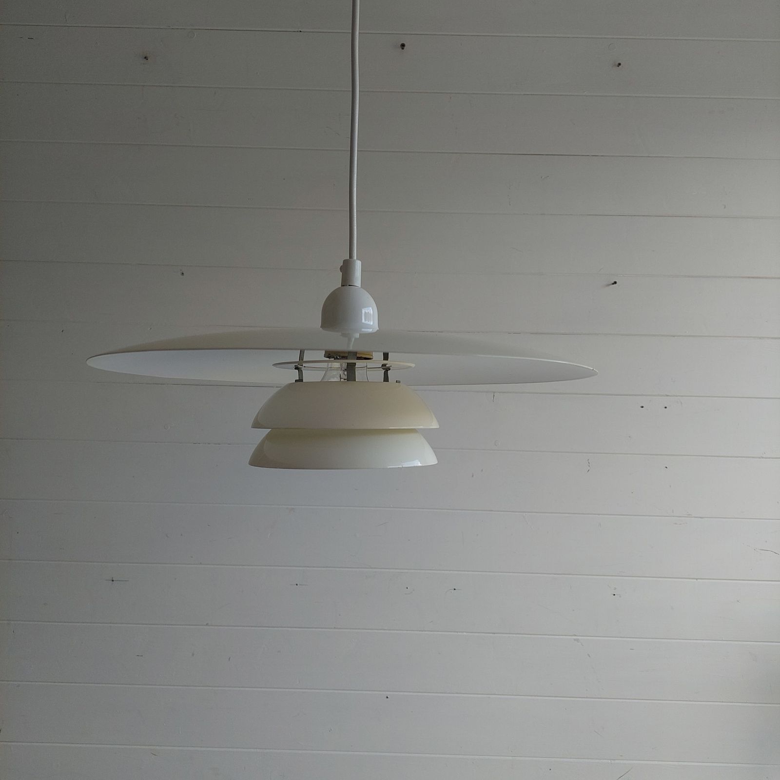 Lighting Mid Century  Ikea 'Vinter' Pendant Lamp Vintage Metal Triple Ring Ceiling Light Louis Poulsen Style 90s photo