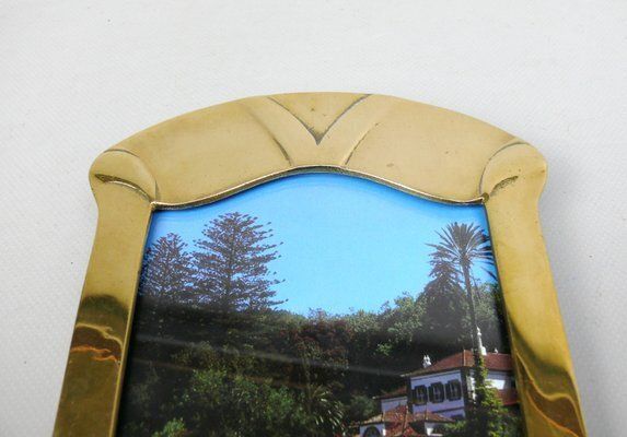 1568.0 German Art Nouveau Picture Frame In Brass, 1890s photo