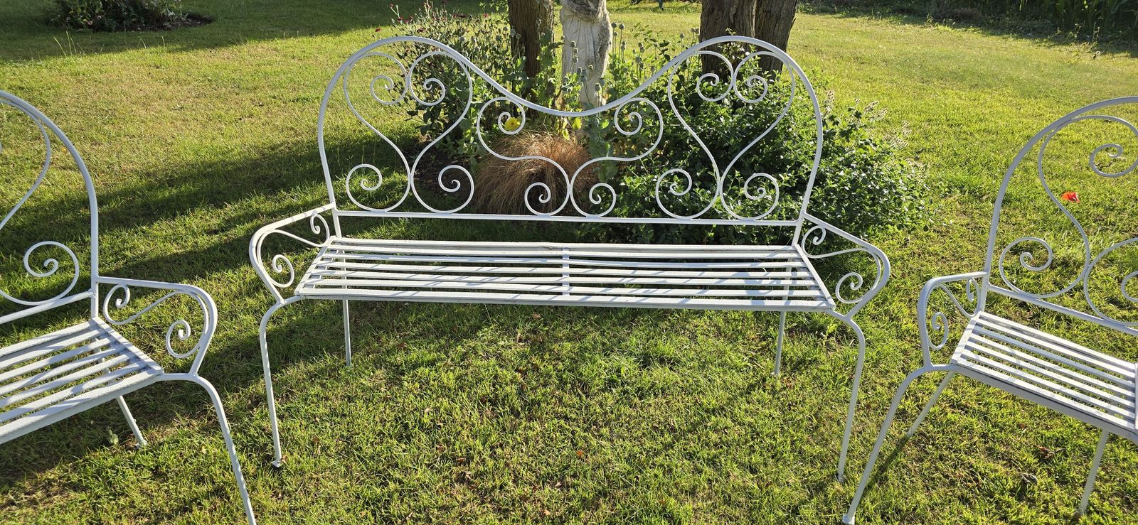 Wrought Iron Bench And Two Chairs photo Garden Furniture