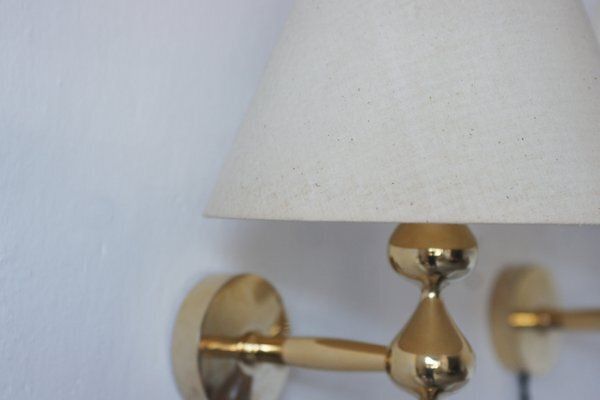 24 Carat Gold Plated Teardrop Wall Lamps By Hugo Asmussen, Denmark, 1970s, Set Of 2 photo vinterior