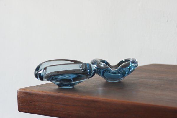 Glass Ashtray By Lütken By Per Lütken For Holmegaard, 1950s, Set Of 2