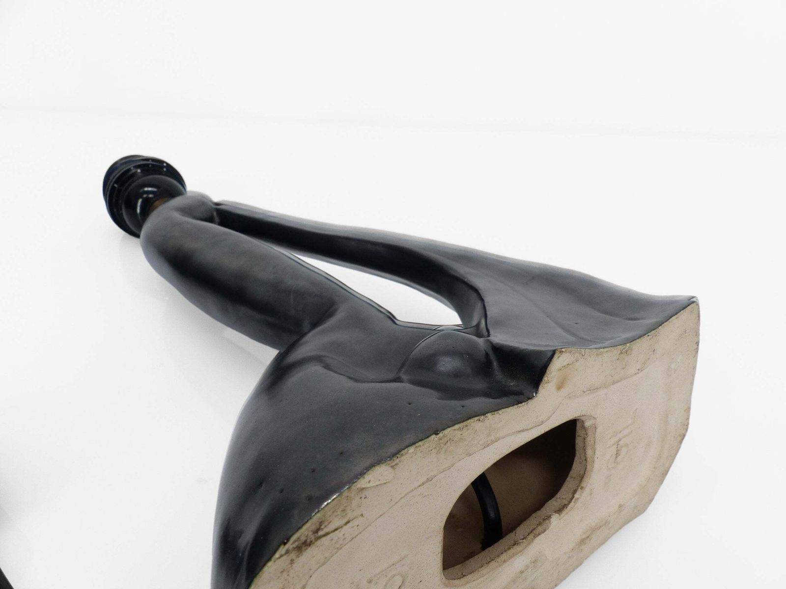 Anthropomorphic Sculptural Lamp In Black Ceramic By Gil Agnoloni, Italy, 1950 photo vintage